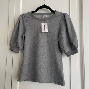 Grey Pleated Puff Short-Sleeve Tee Size XS